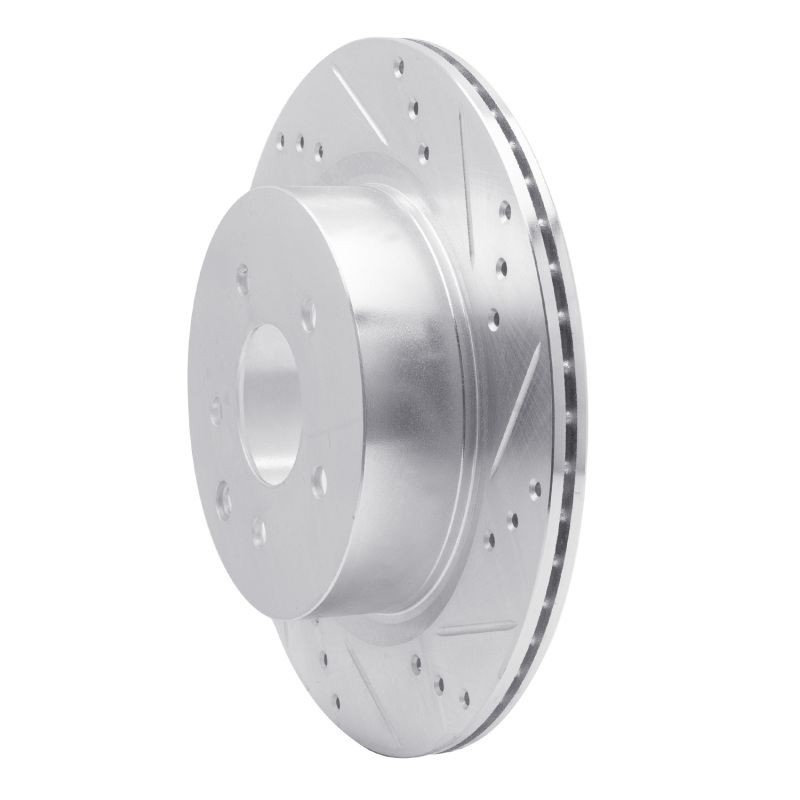 Infiniti M35 Brake Rotor (1) - Rear Right - R1 Concepts - Drilled & Slotted - Silver - `05-`25